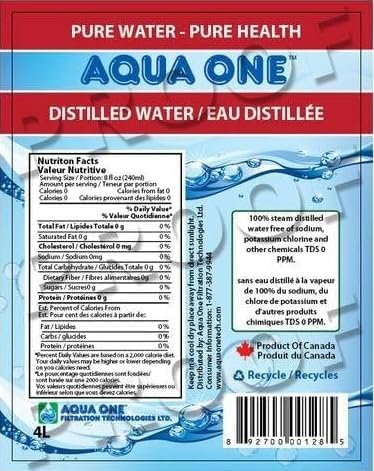 AQUA ONE 100% Steam Distilled Water 3.78 L (1 Gallon) - Image 2