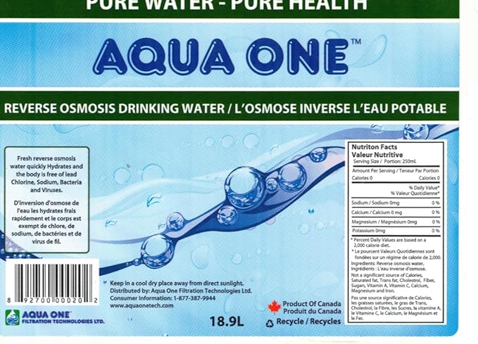 Generic Reverse Osmosis Pure Drinking Water, 10 L, High Purity