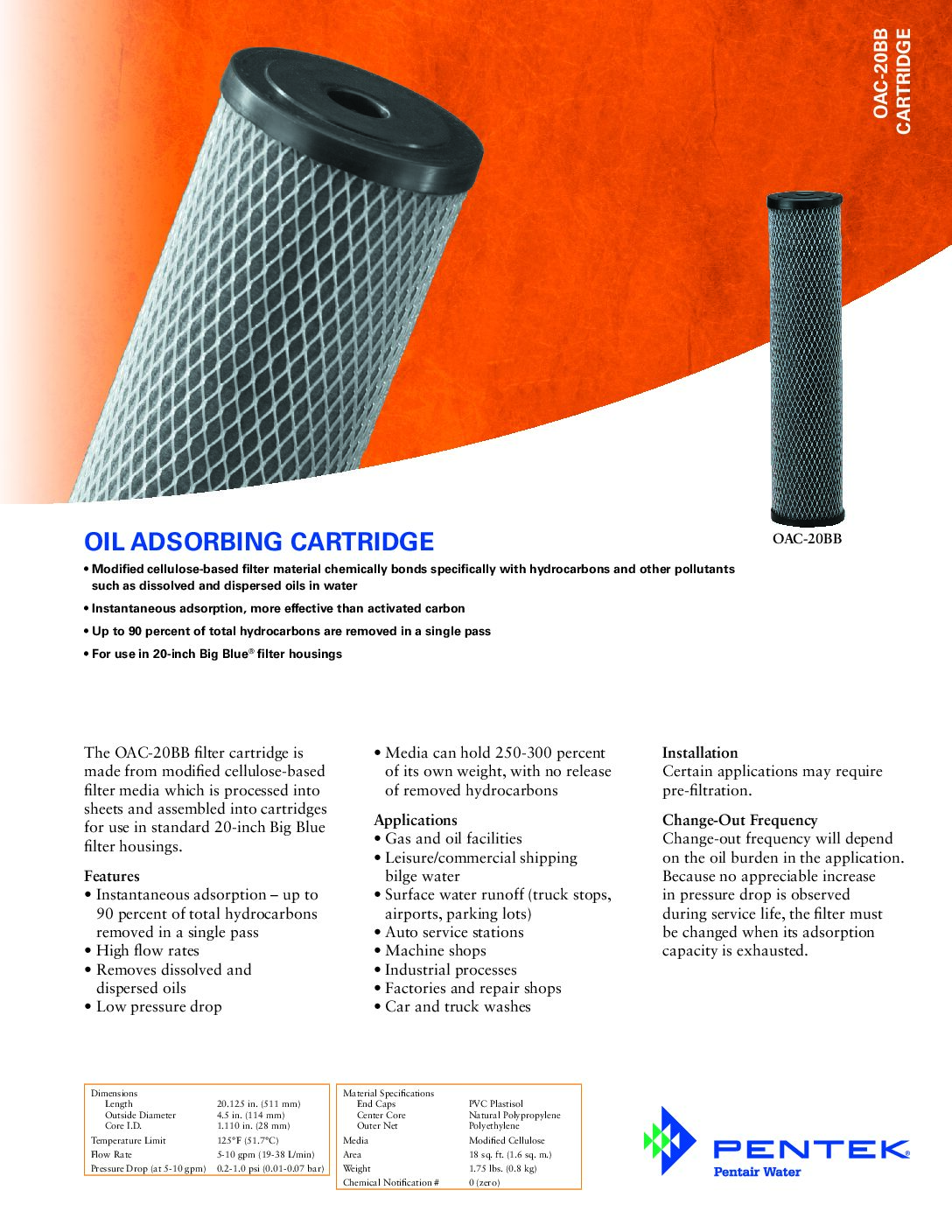 93124 GE Purtrex PX03-20 Depth Sediment 3 Micron Filter Cartridge (2.5" x 20")